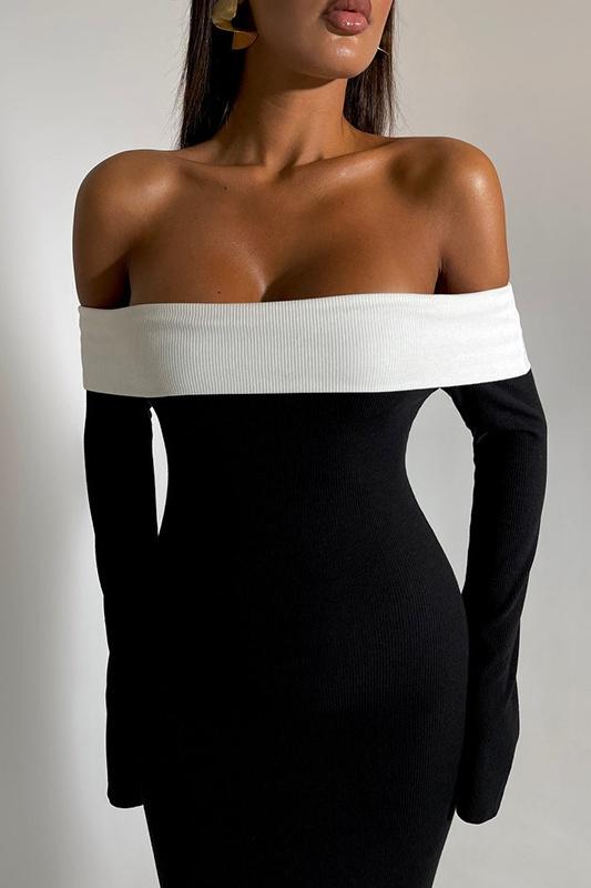 Nahir® | Off-The-Shoulder Maxi Knit Dress
