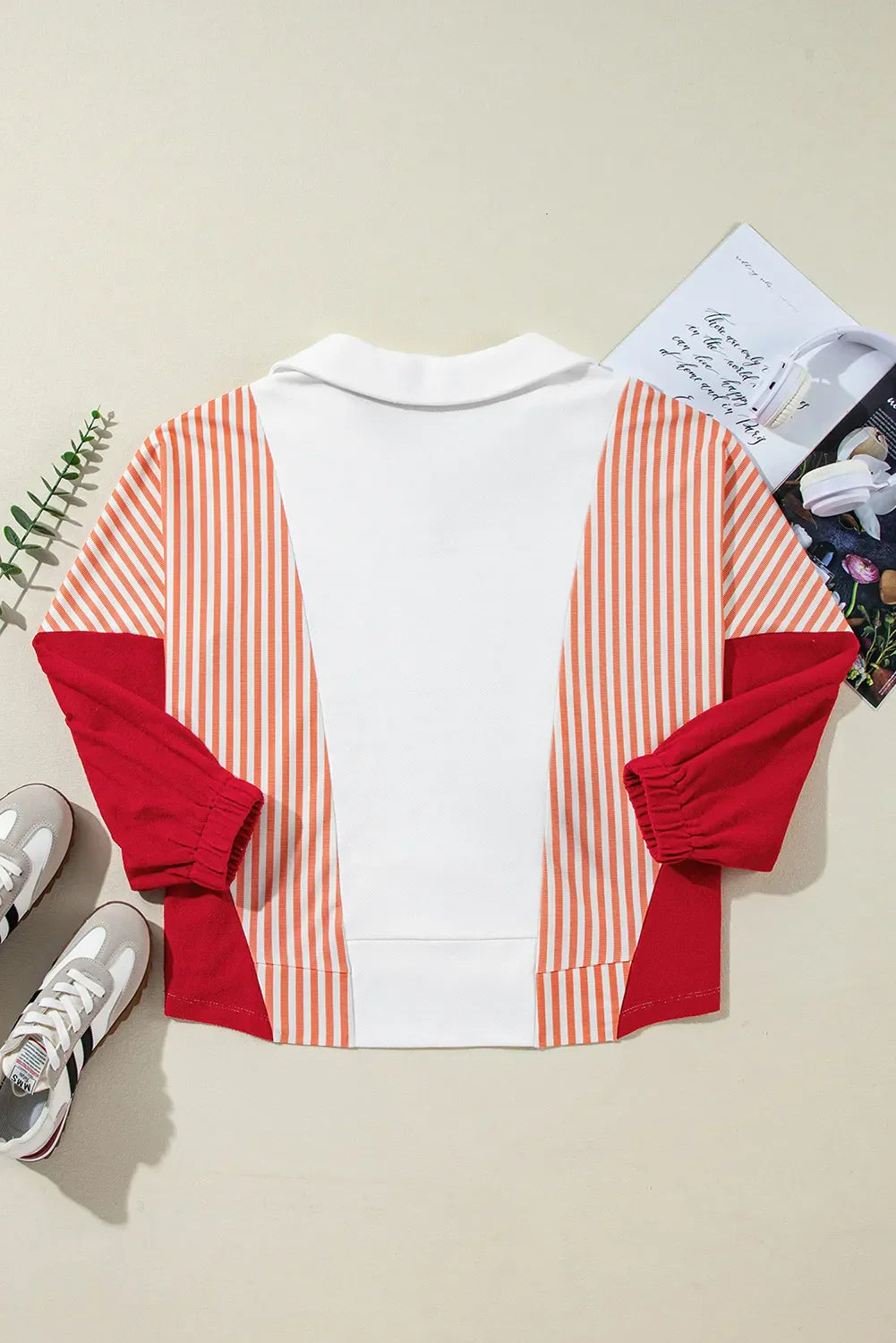 Frieda | Striped long-sleeved collared sweatshirt