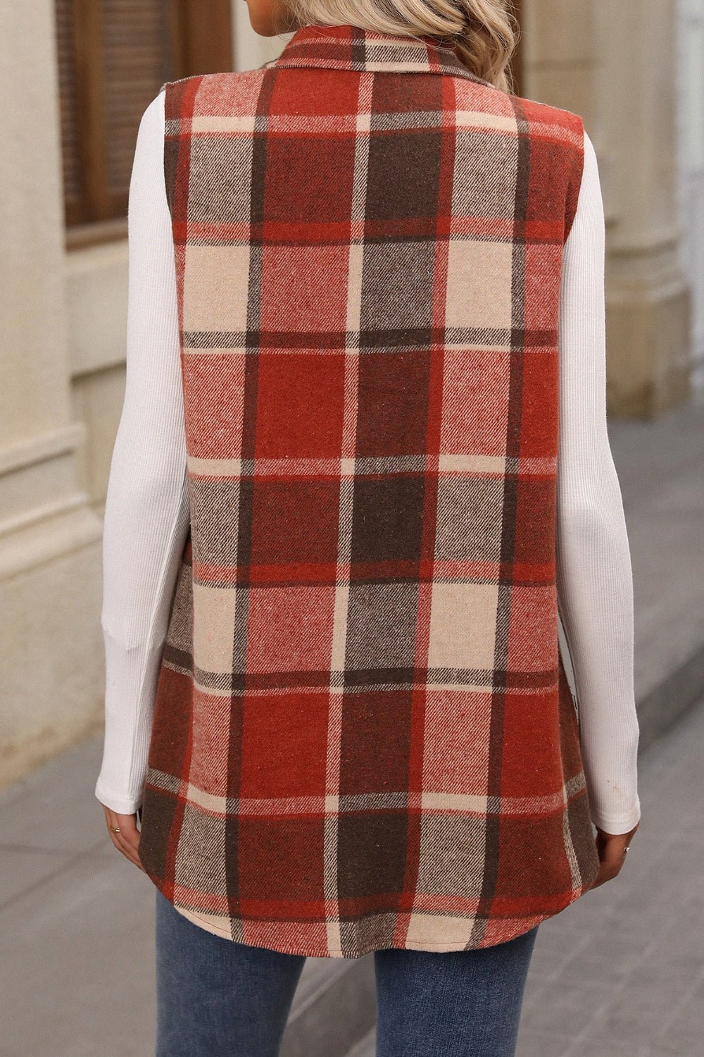 Olivia | Checked vest coat with buttons