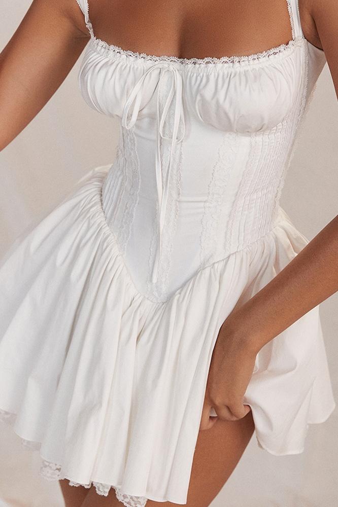 Mónica® | Lace Corset Mini Puff Dress