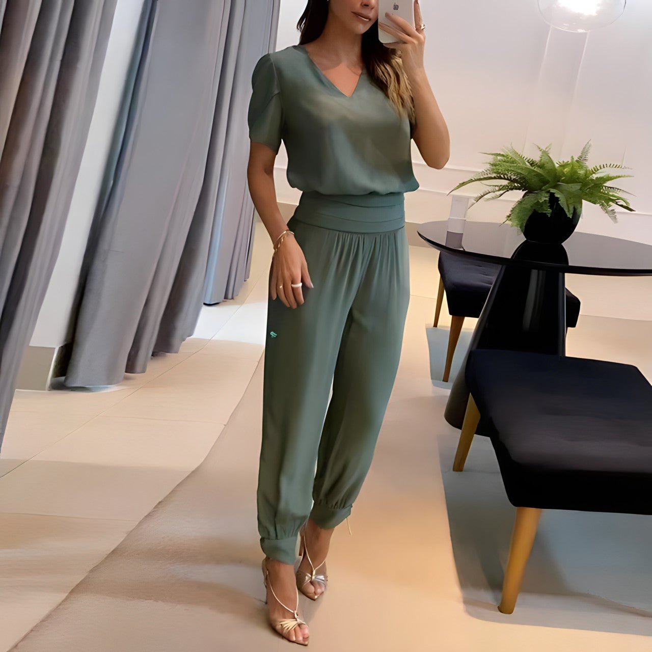 Alexandra | Stylish Printed V-Neck Set