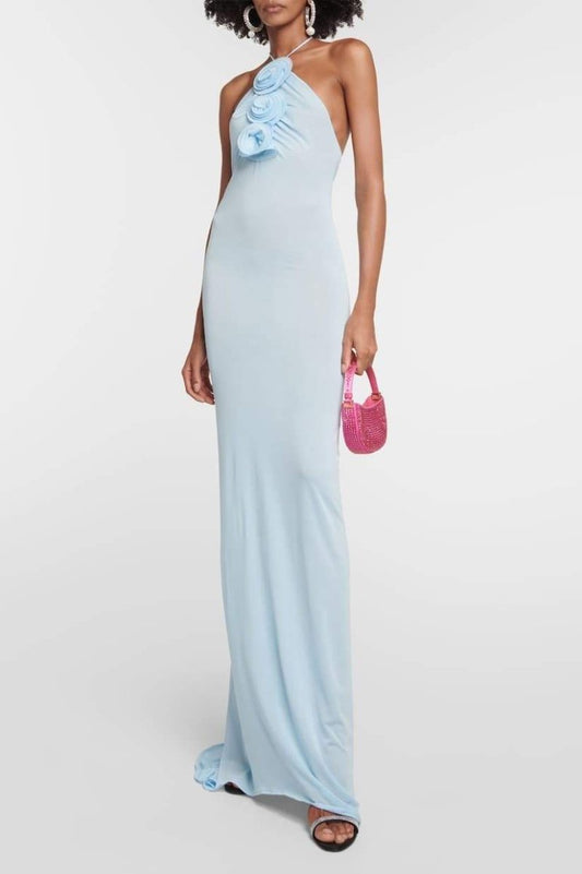 Rebeca® | Halter Neck Maxi Dress With Floral Appliqu��s