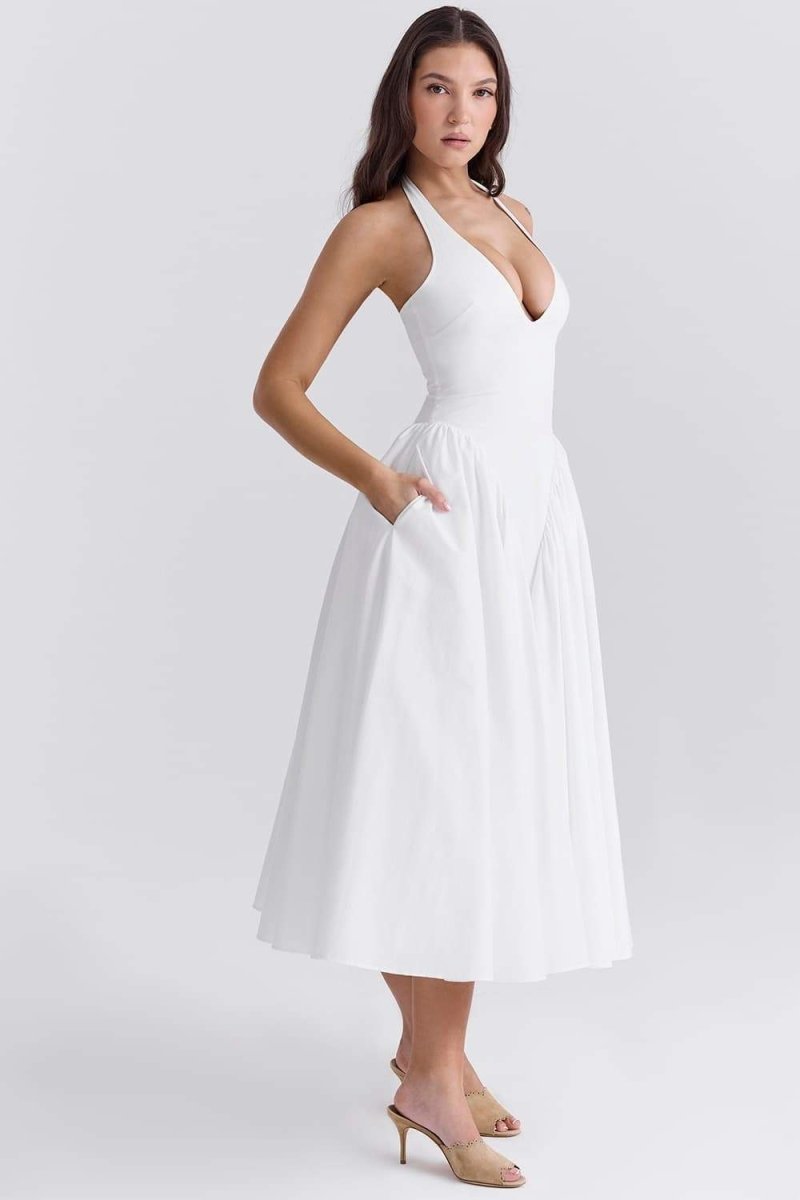 Zuleyka® | Halter Neck Midi Dress With Open Back