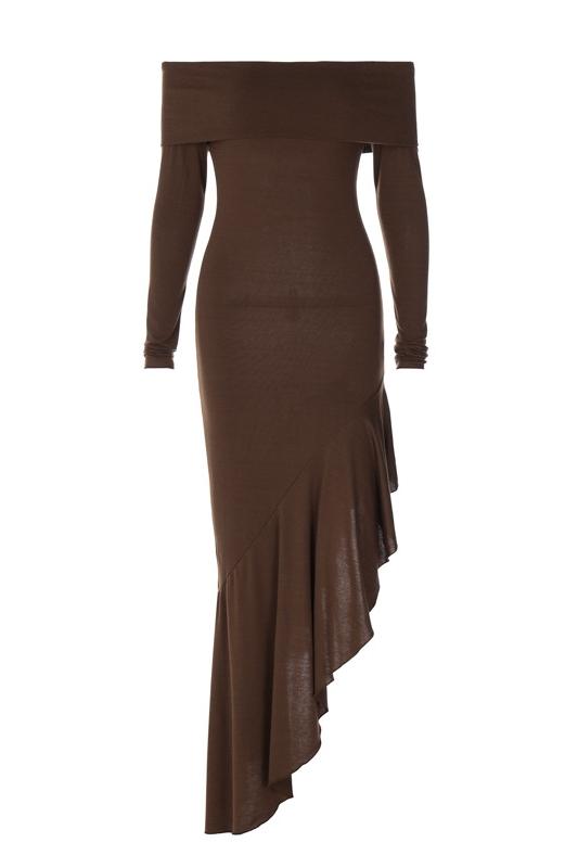 Mariana® | Off-The-Shoulder Flared Midi Knit Dress