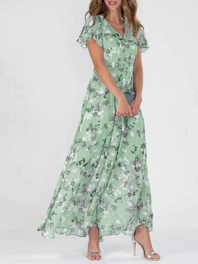 Allison | Women's V-Neck Floral Maxi Dress
