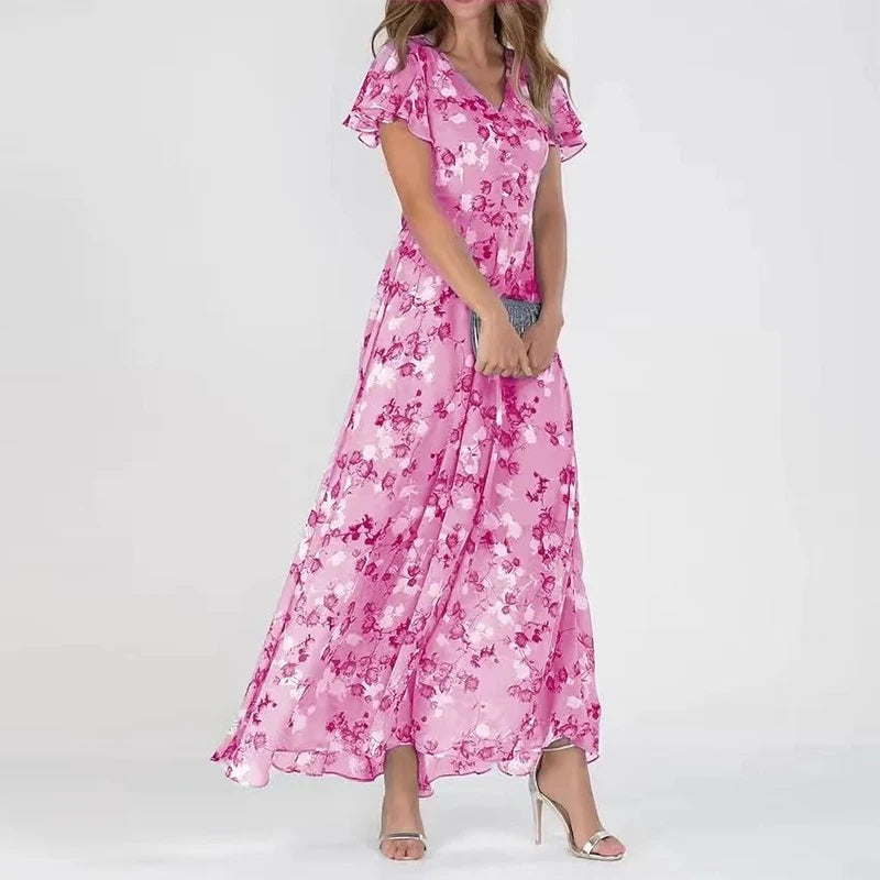 Allison | Women's V-Neck Floral Maxi Dress