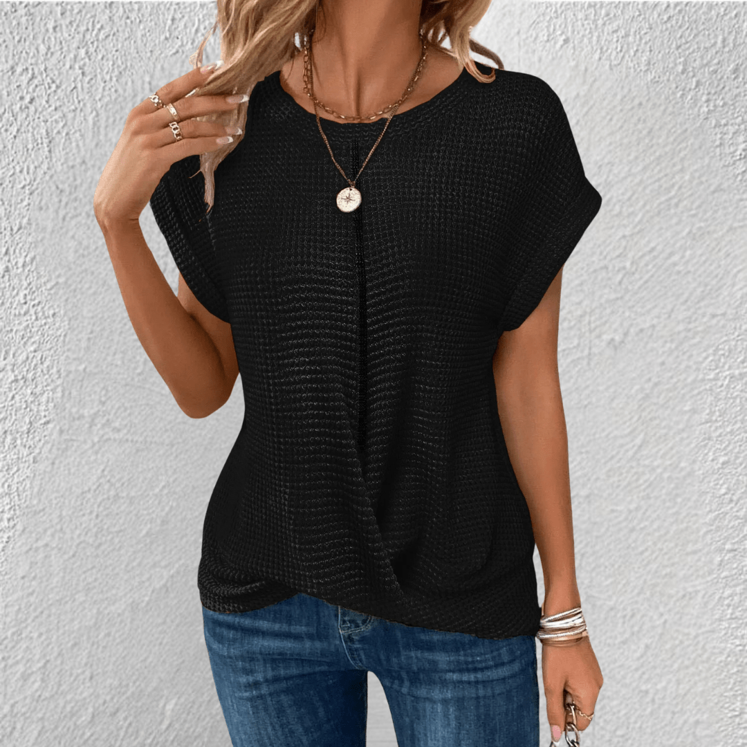 Amber | Women's Twist Front Waffle Knit Top