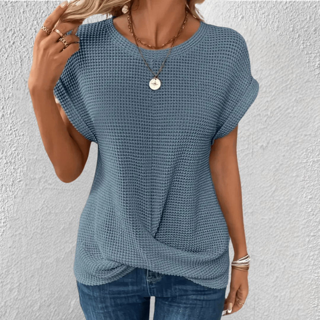 Amber | Women's Twist Front Waffle Knit Top