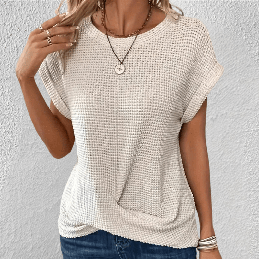 Amber | Women's Twist Front Waffle Knit Top