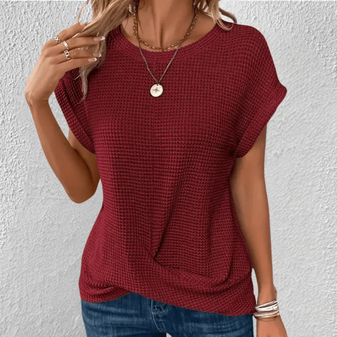 Amber | Women's Twist Front Waffle Knit Top