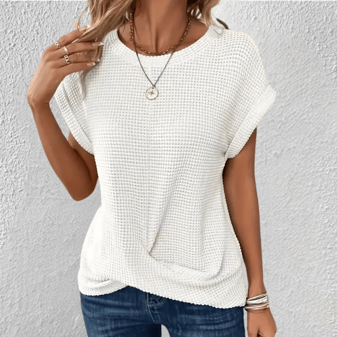 Amber | Women's Twist Front Waffle Knit Top