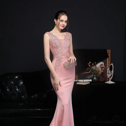 Amelia embroidered Stylish sequined fishtail dress