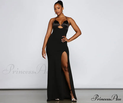 Amelie Formal High Charming Slit Crepe Dress