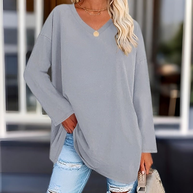 Ludmila® | Your Trendy Long-Sleeved Shirt With V-Neck For Comfort