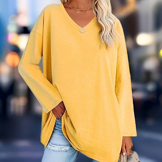 Ludmila® | Your Trendy Long-Sleeved Shirt With V-Neck For Comfort