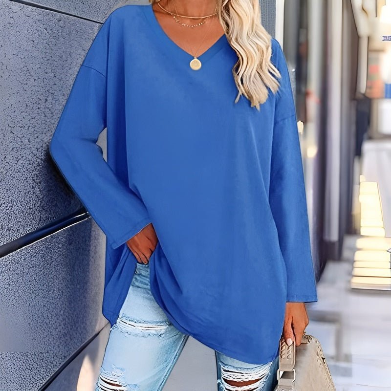 Ludmila® | Your Trendy Long-Sleeved Shirt With V-Neck For Comfort