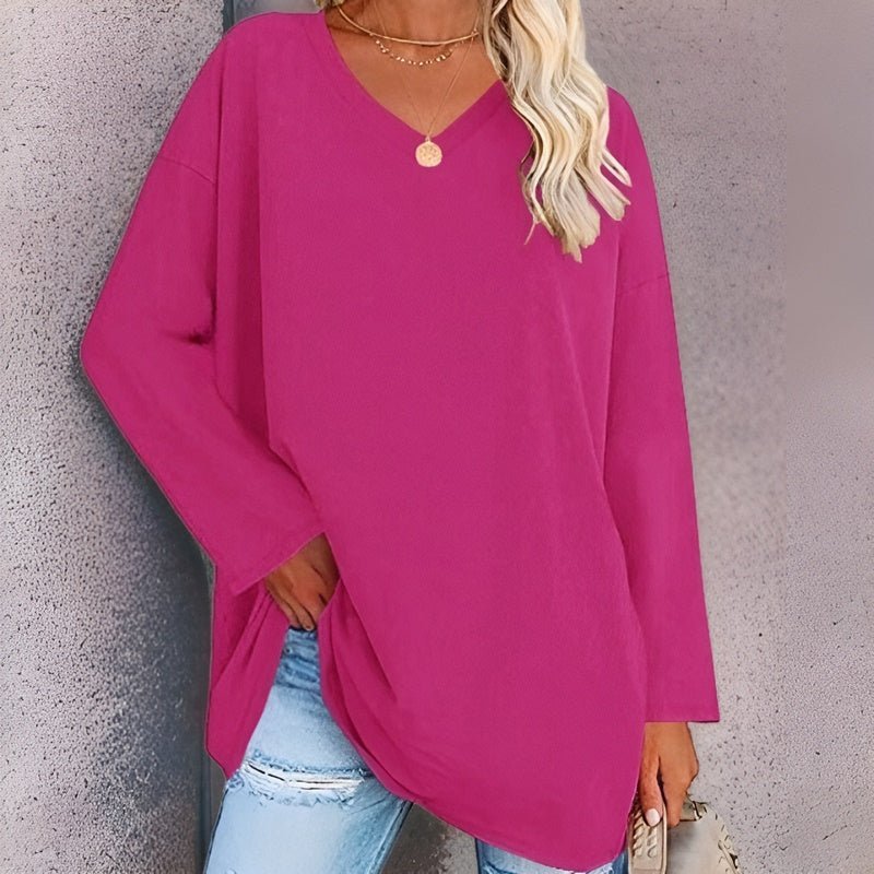 Ludmila® | Your Trendy Long-Sleeved Shirt With V-Neck For Comfort