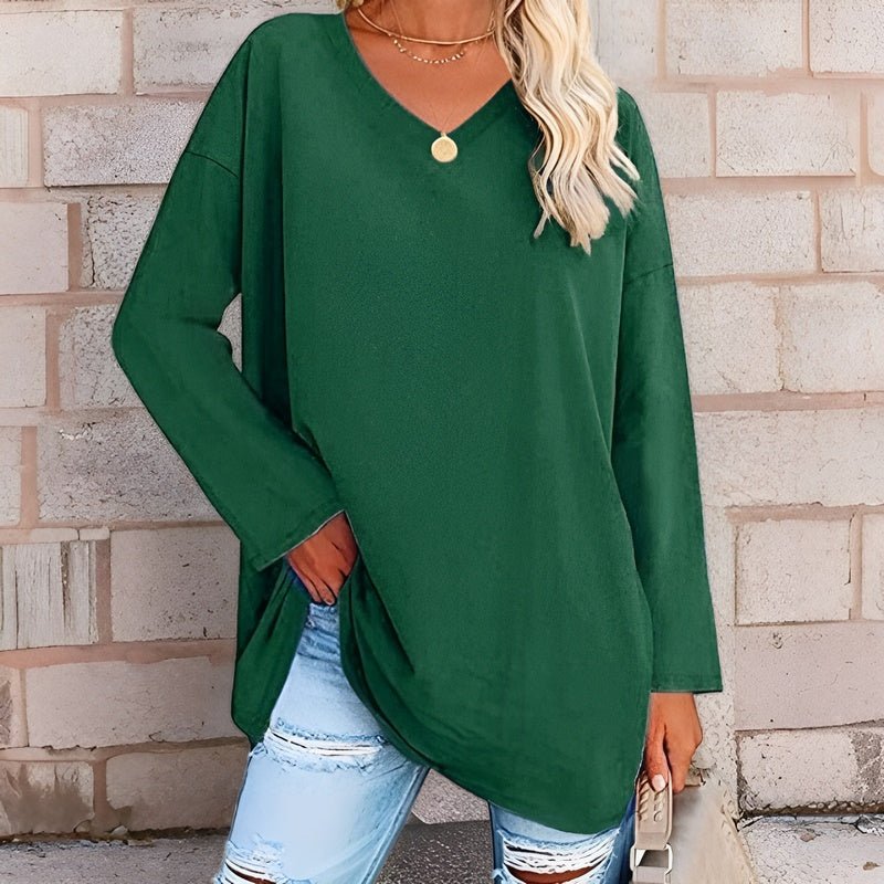 Ludmila® | Your Trendy Long-Sleeved Shirt With V-Neck For Comfort