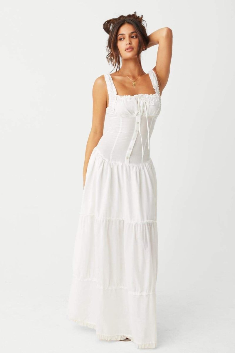 Valeria® | Semi-Sheer Maxi Dress With Ruffles