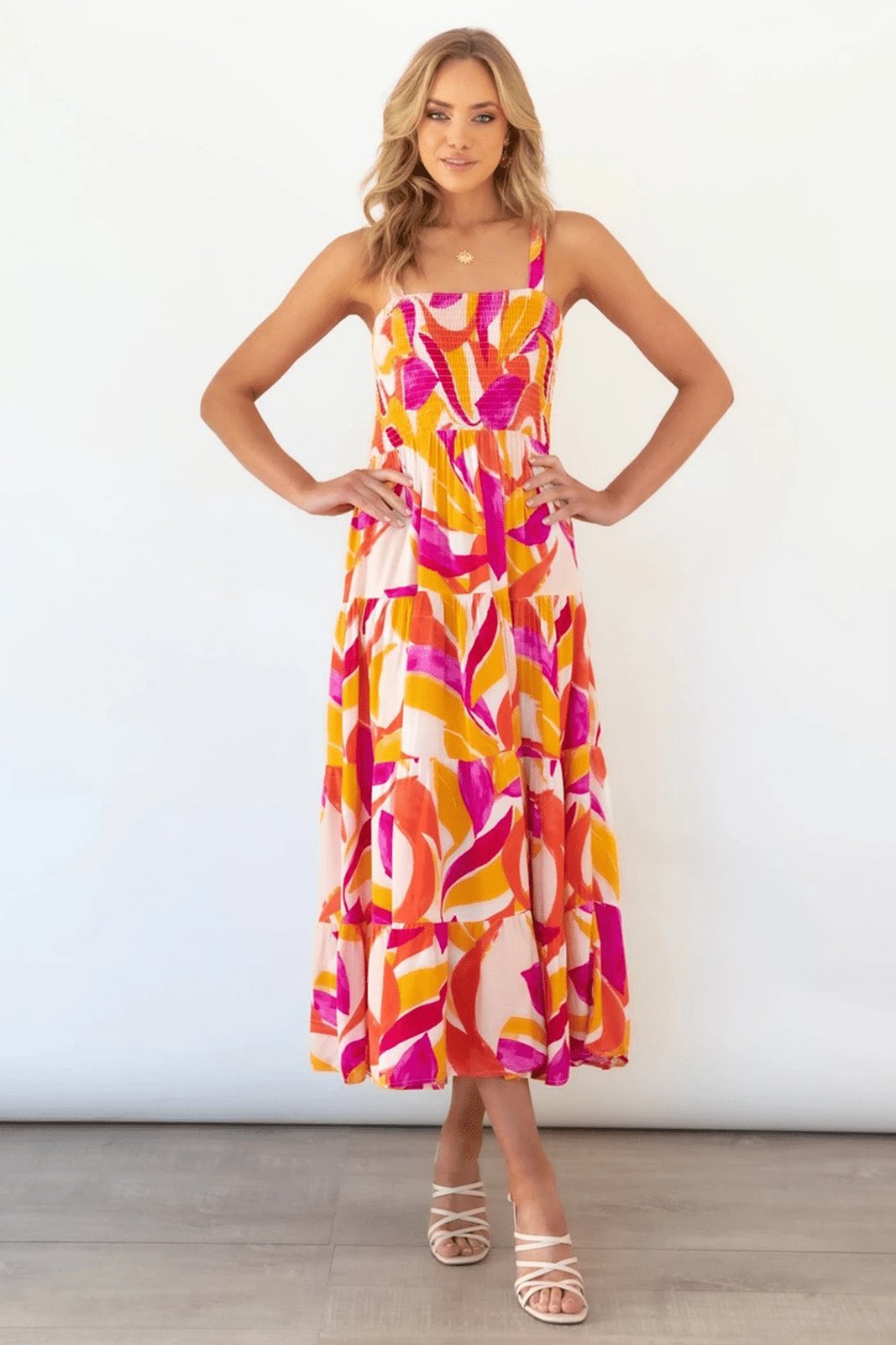 Zulema® | Printed Tiered Maxi Summer Dress With Ruched Bodice