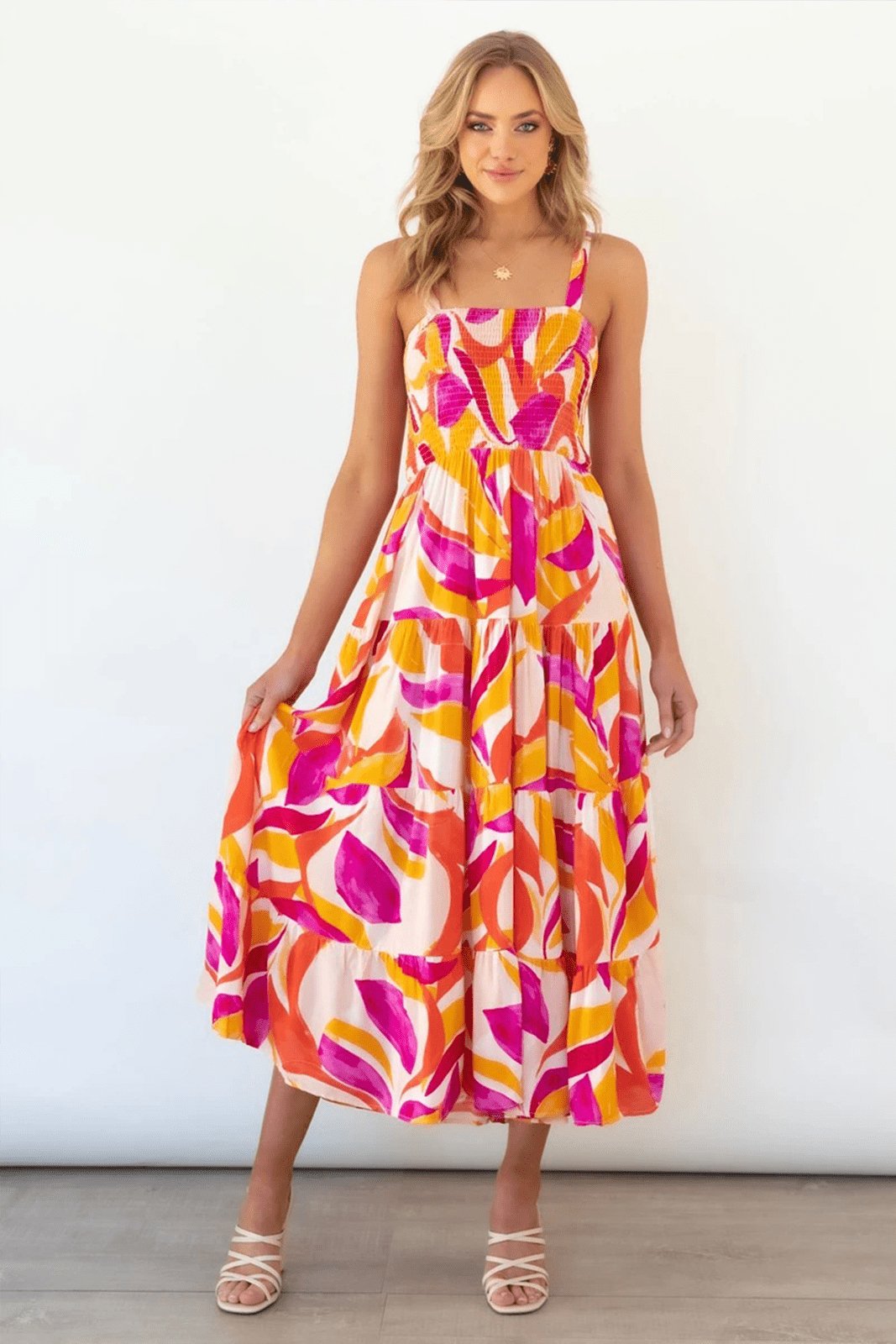 Zulema® | Printed Tiered Maxi Summer Dress With Ruched Bodice