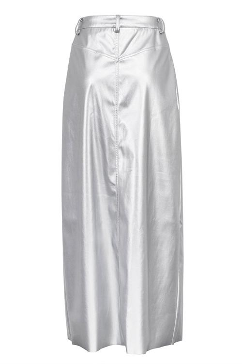 Raquel® | Maxi Slit Skirt In Metallic