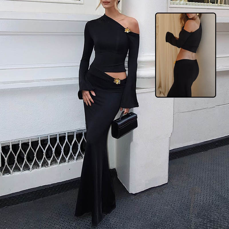 Angela | Women's One Shoulder Maxi Skirt Set