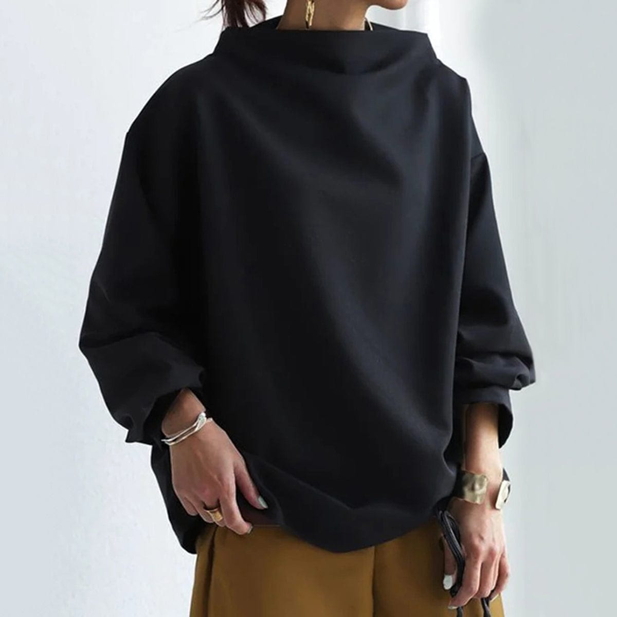 Angela | Women's Oversized Funnel Neck Top