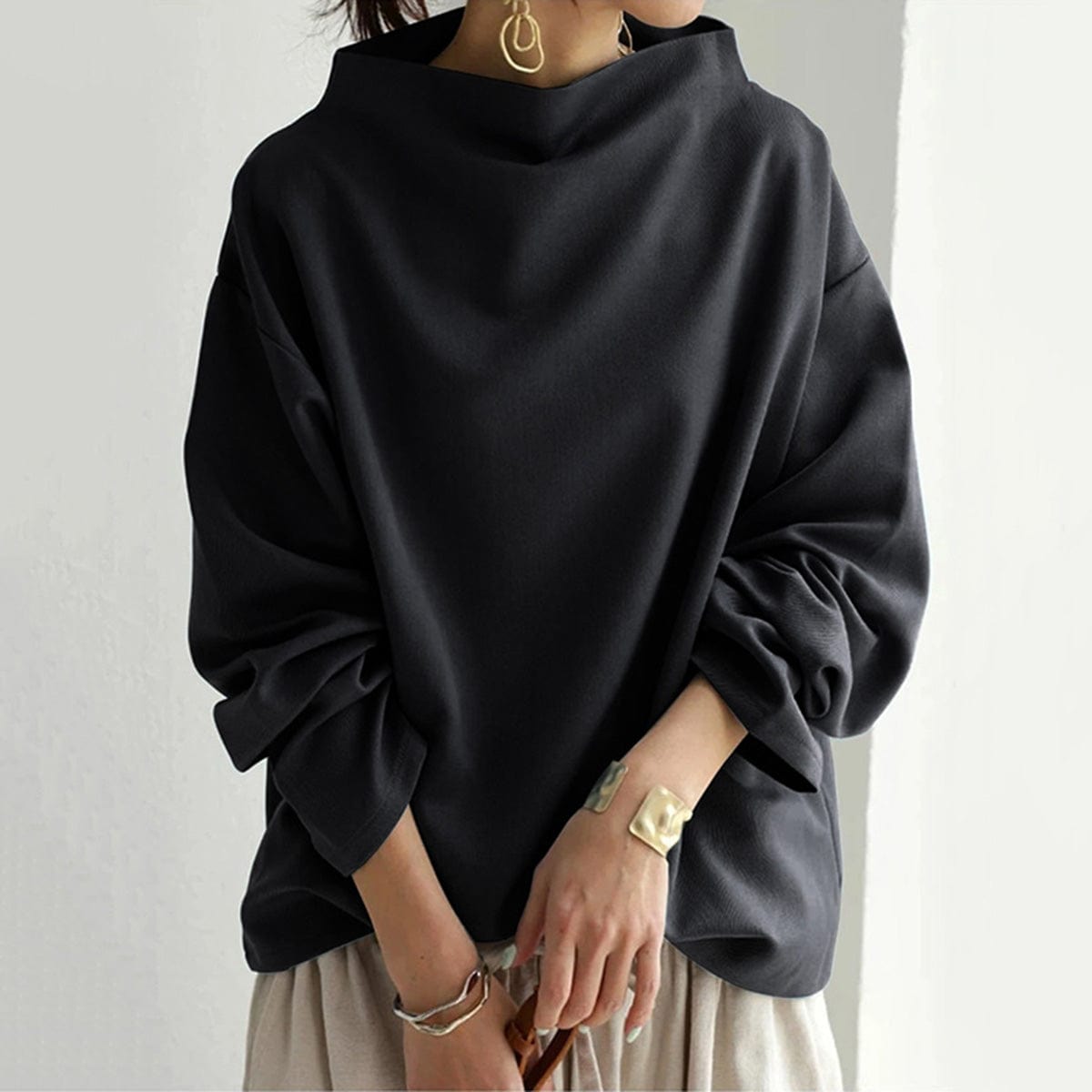 Angela | Women's Oversized Funnel Neck Top