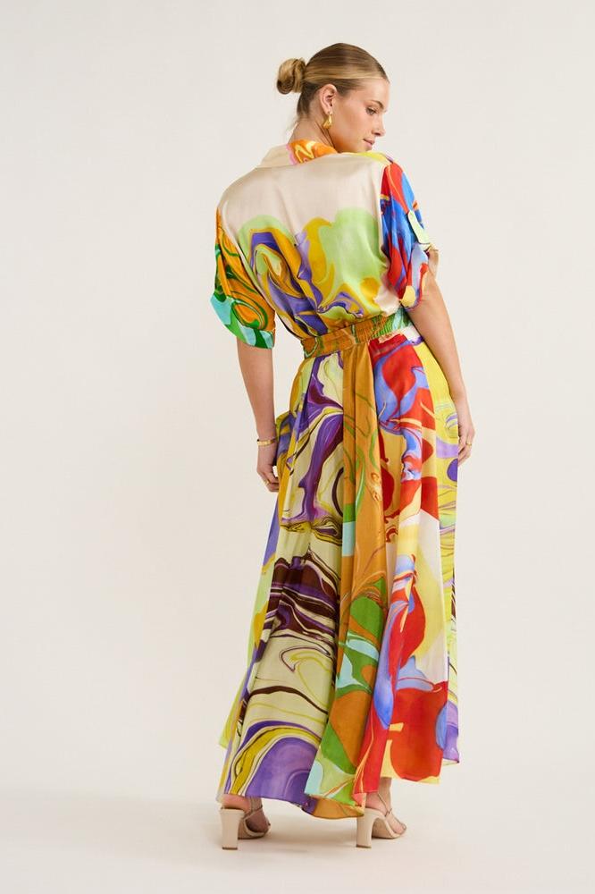 Florencia® | Printed Satin Blouse Set