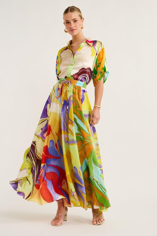 Florencia® | Printed Satin Blouse Set
