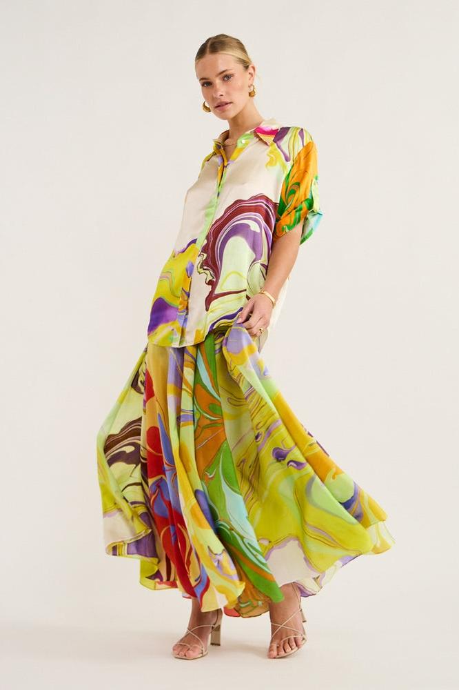 Florencia® | Printed Satin Blouse Set
