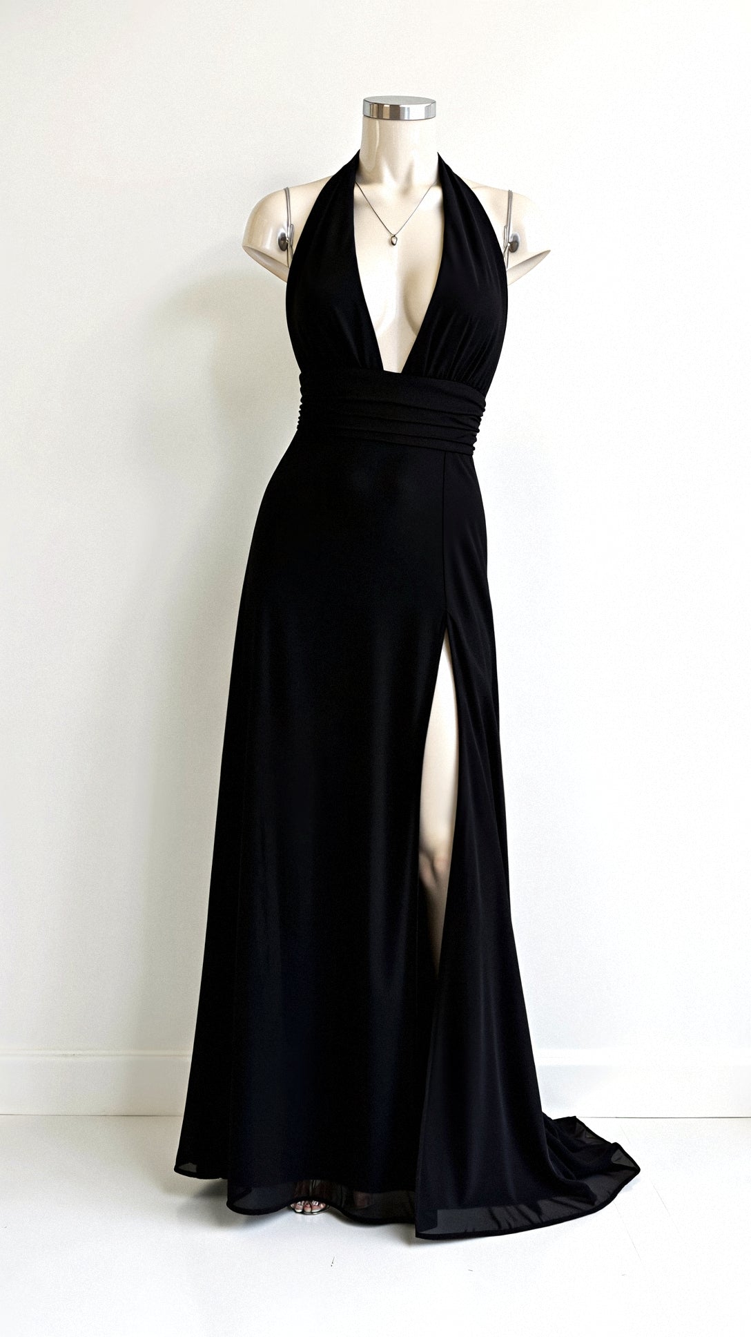 Oriana® | Maxi Halter Dress V-Neck And Slit