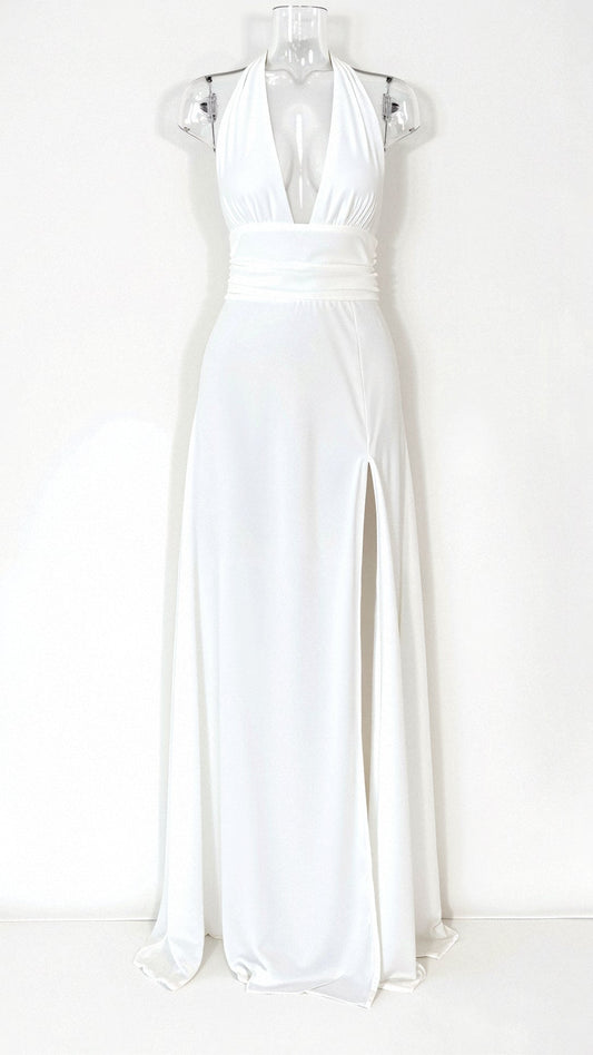 Oriana® | Maxi Halter Dress V-Neck And Slit