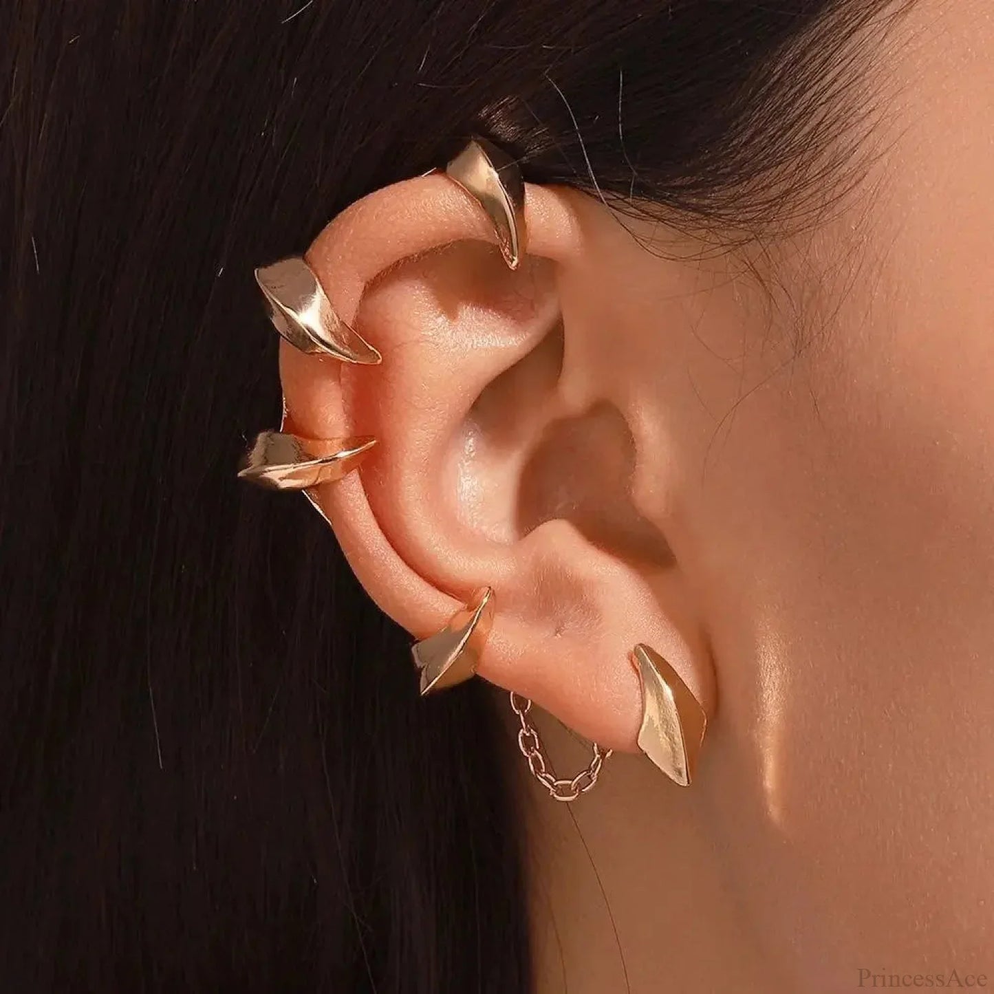 Antique Futuristic Geometric Clasp Earring