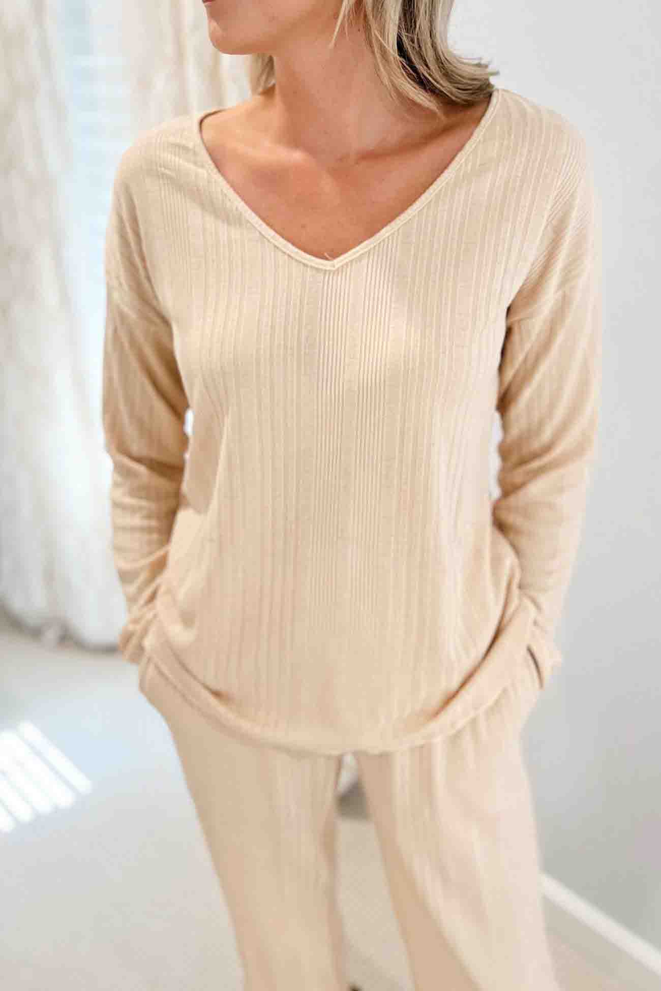 Jana | Ribbed V-neck long sleeve two piece set