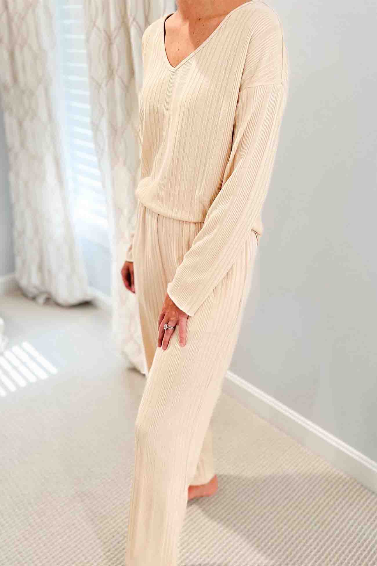 Jana | Ribbed V-neck long sleeve two piece set