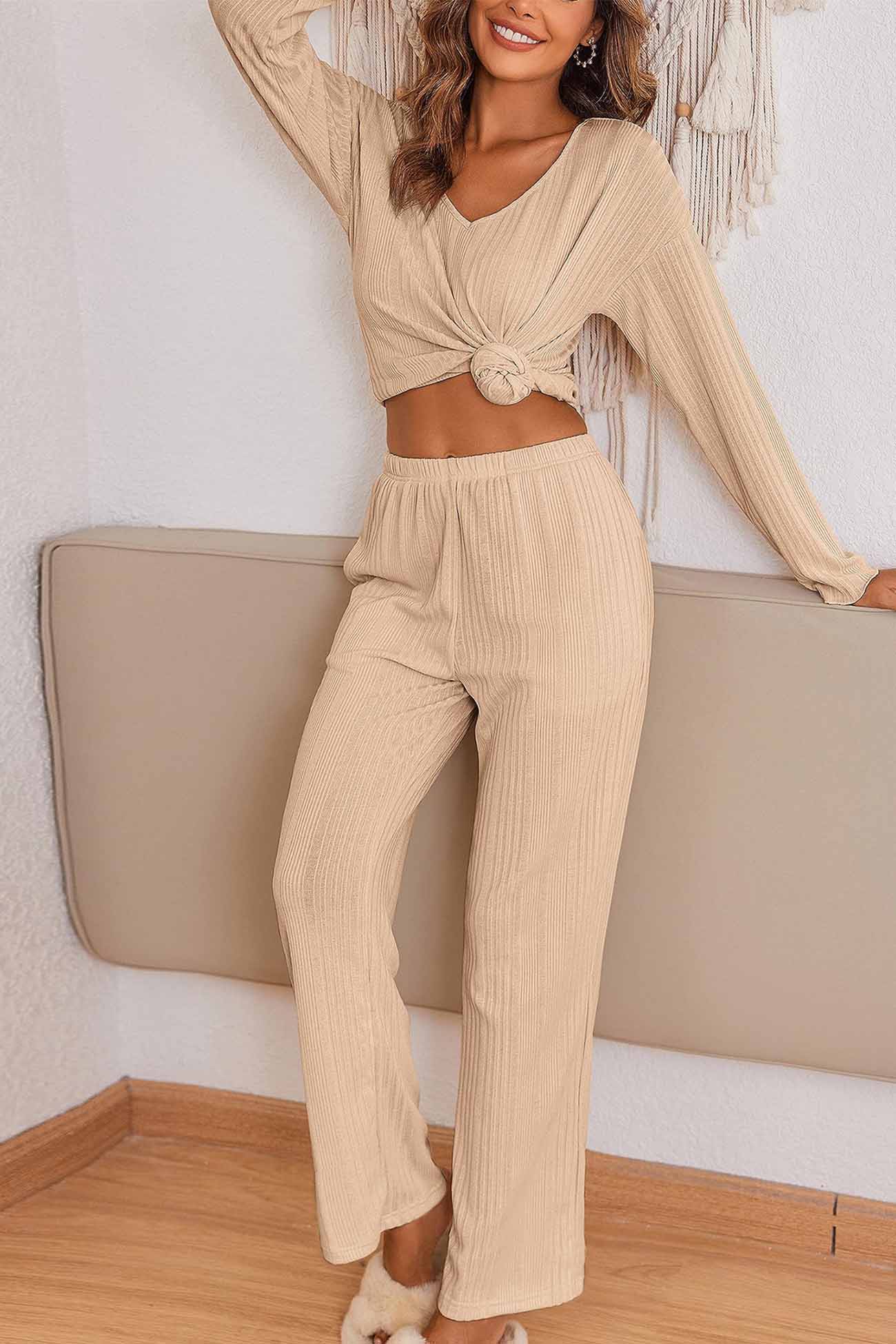 Jana | Ribbed V-neck long sleeve two piece set