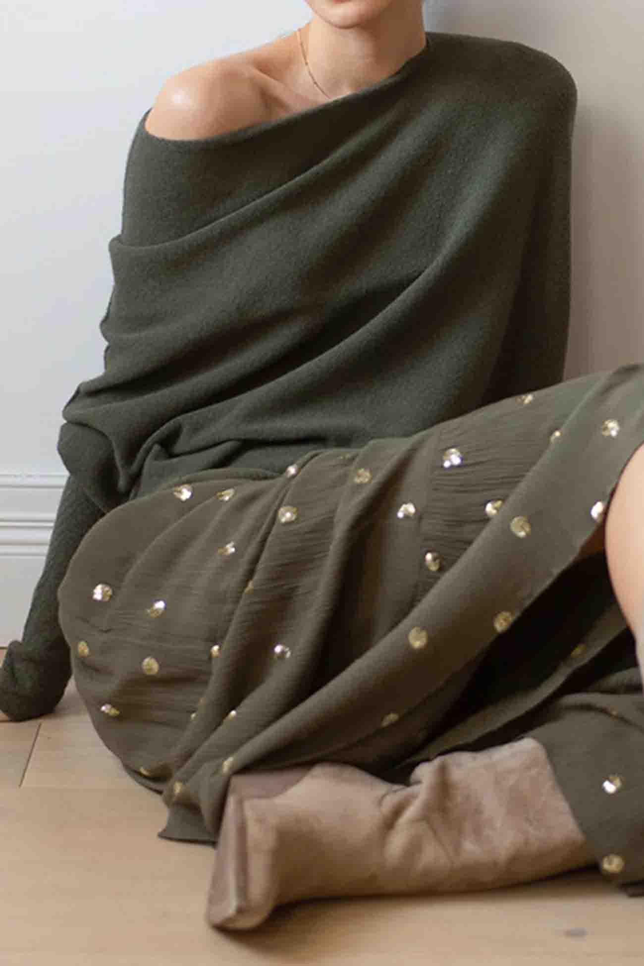 Paulina | Solid long-sleeved shirt with a crew neck