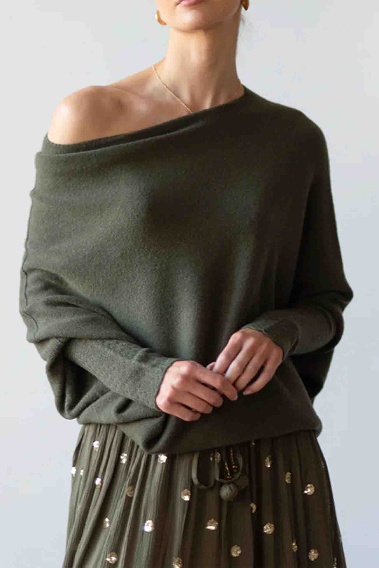 Paulina | Solid long-sleeved shirt with a crew neck