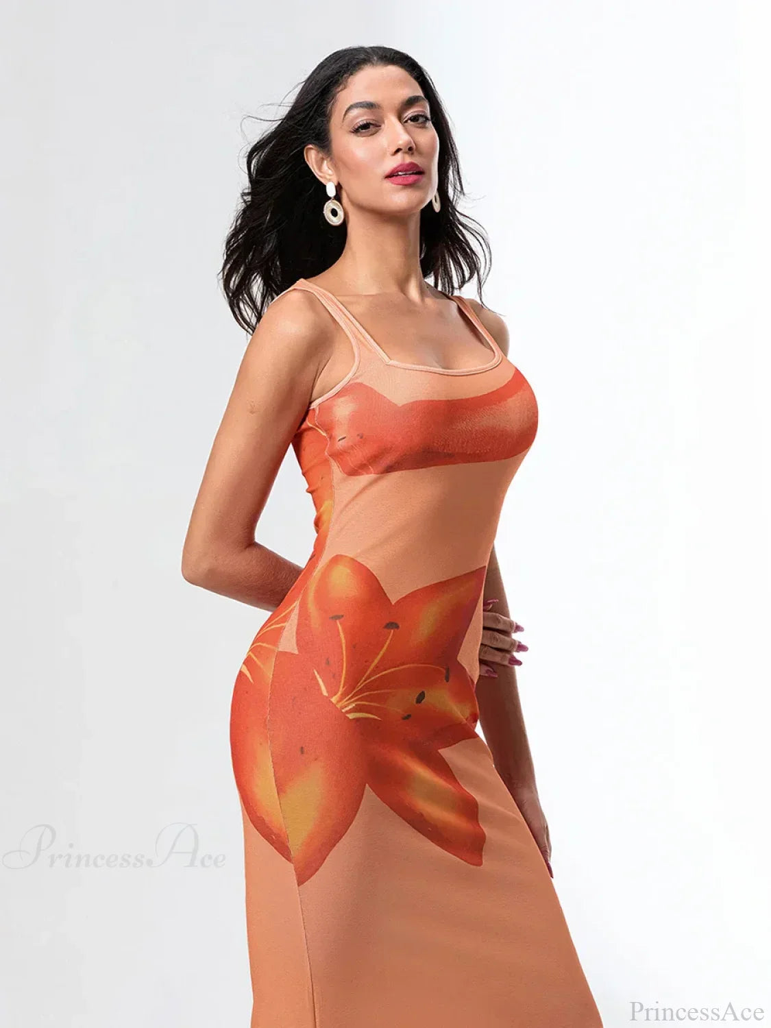 Asymmetric Neck Tank Sleeveless Wrap Bodycon Floral Vacation Dress