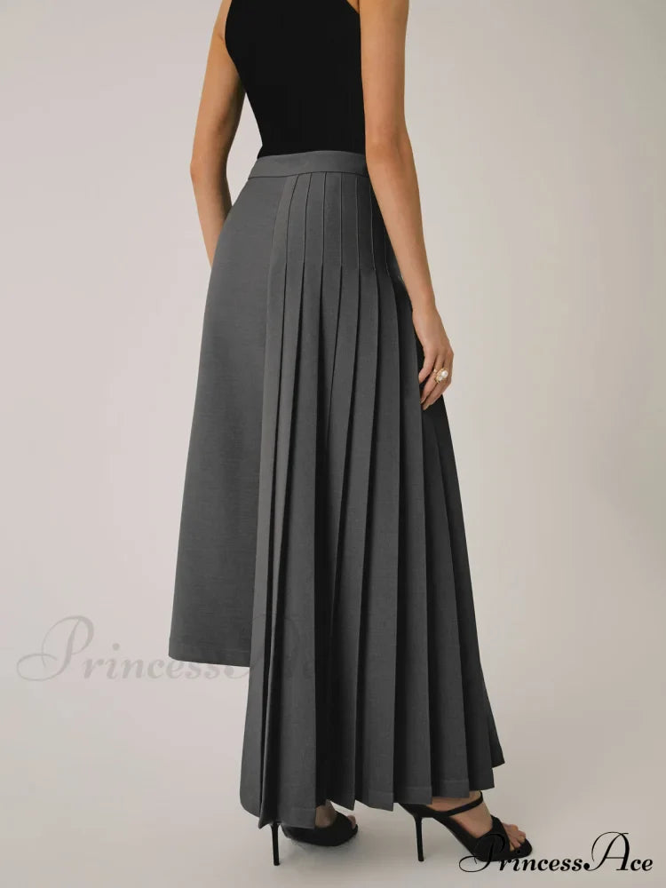 Asymmetric Pleated Graceful Maxi Skirt