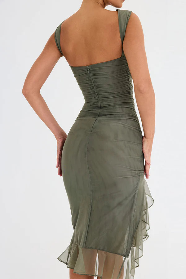 Maureen | Elegant Ruffle Midi Dress for All Occasions