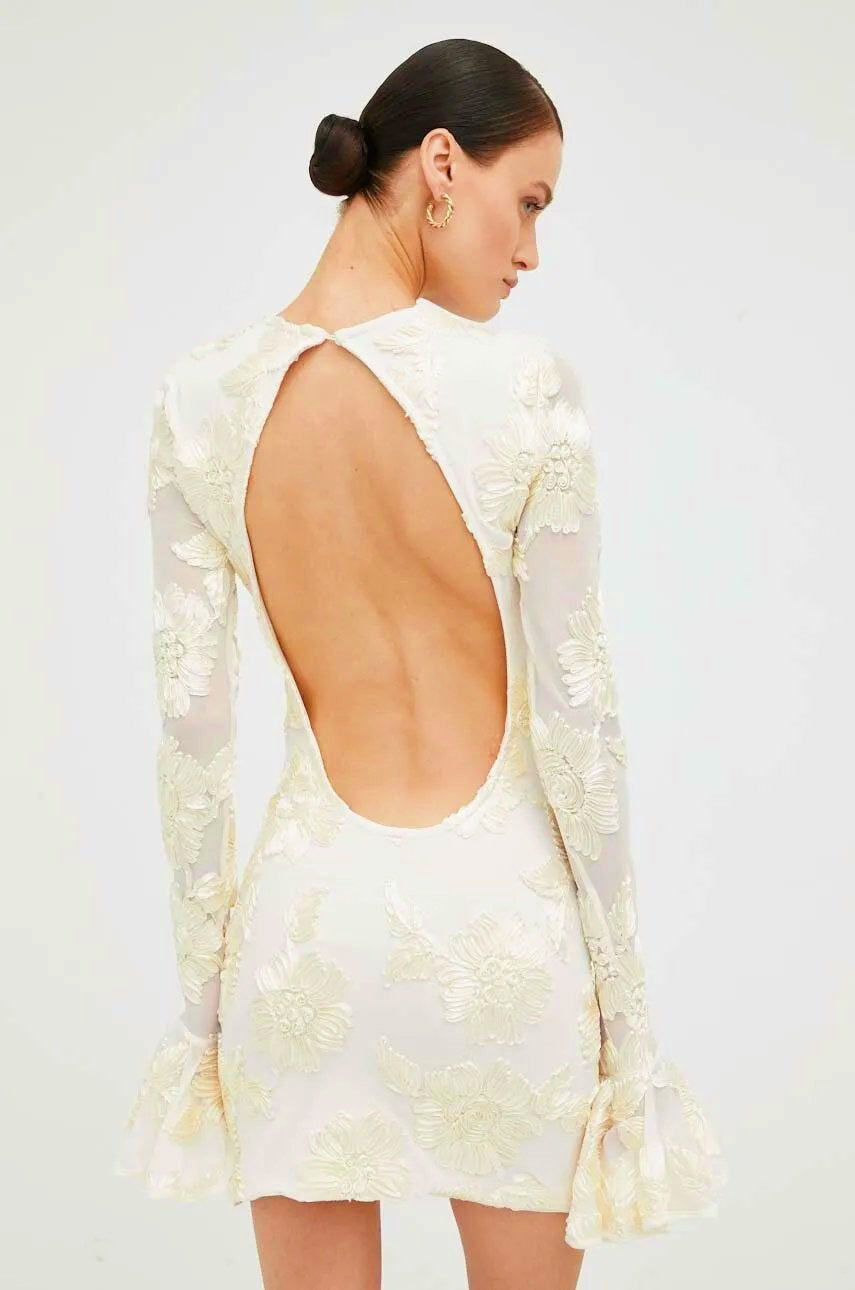 Norma® | Backless Embroidered Mesh Mini Dress