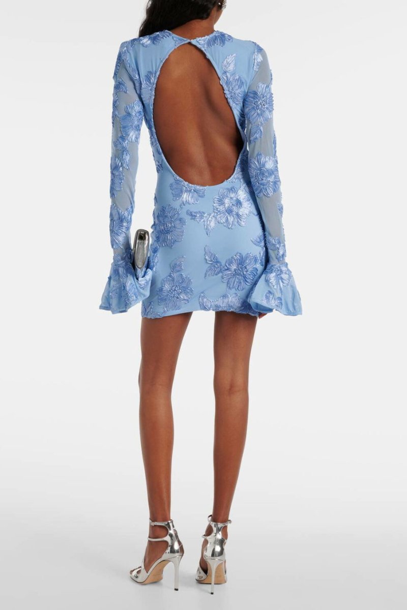 Norma® | Backless Embroidered Mesh Mini Dress