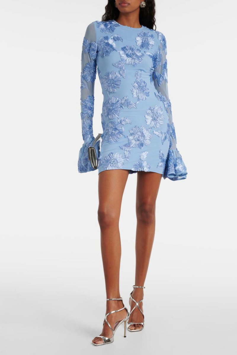 Norma® | Backless Embroidered Mesh Mini Dress