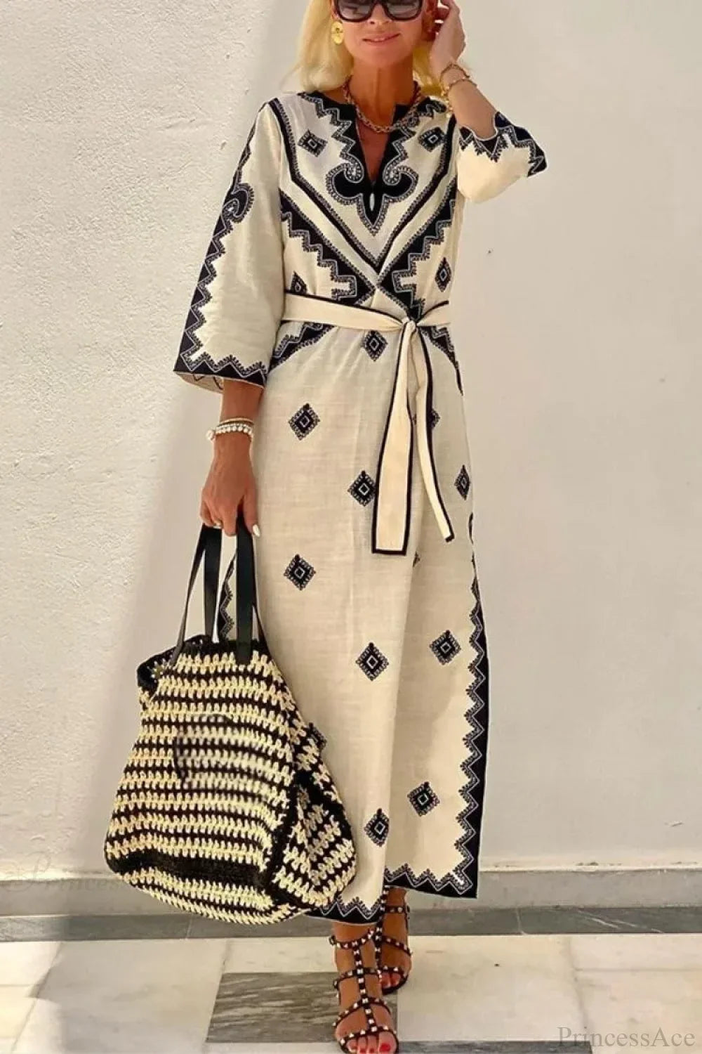 Autumn Fragrant Hemp A-line Boho Dress
