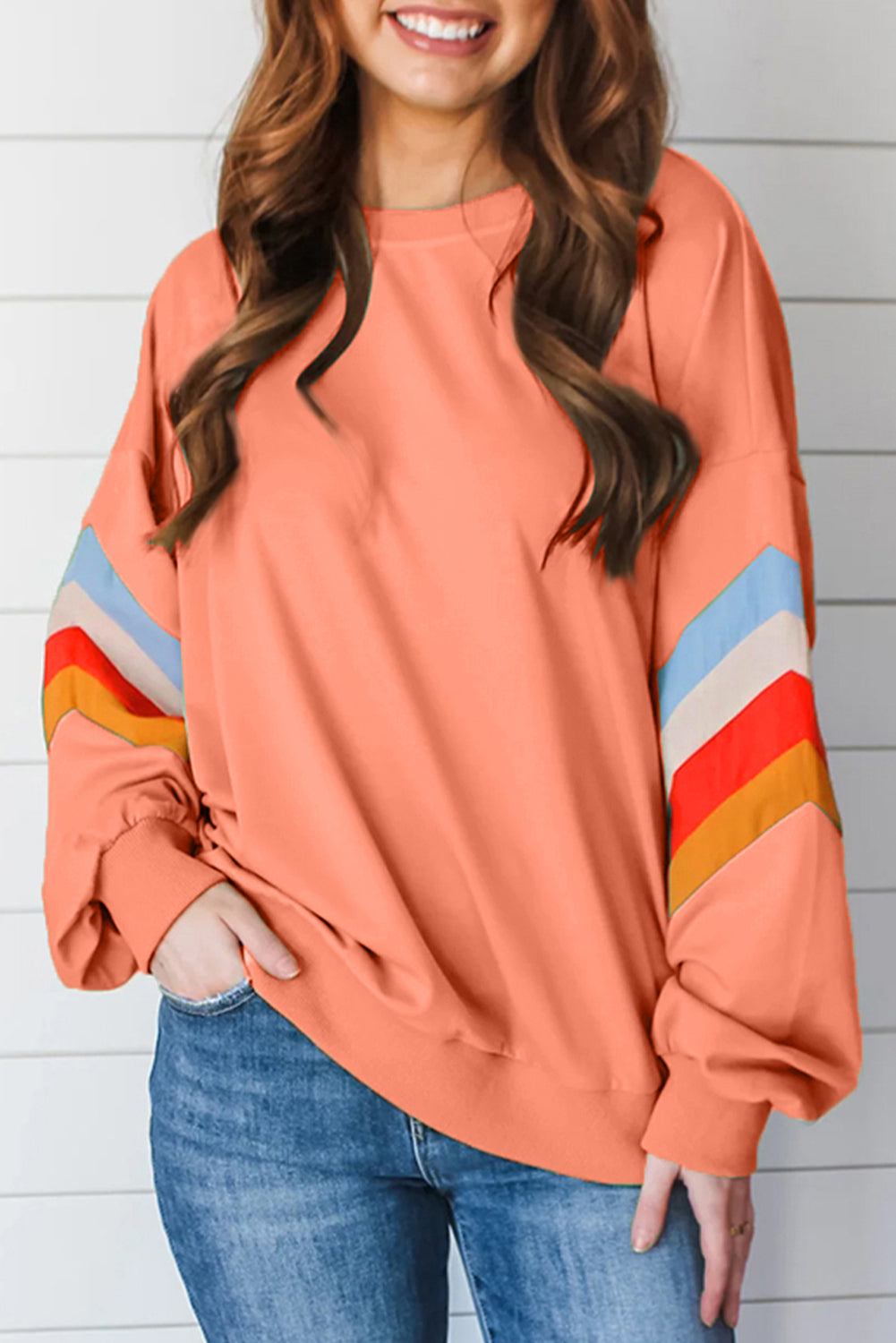 Pilar | Contrasting long-sleeved crew neck sweatshirt