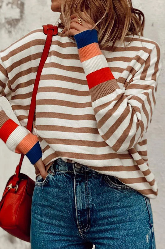 Marlies | Striped turtleneck sweater with long sleeves