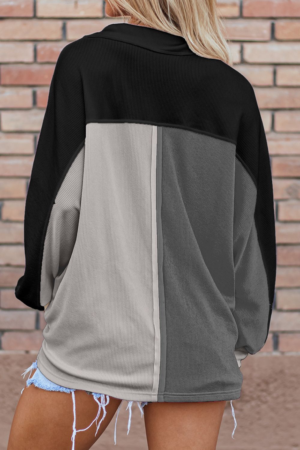 Susana | Long sleeve sweatshirt with color block collar and collar